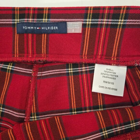 Tommy Hilfiger Women Red Plaid Slim Cut Stretchy Pants 8 NWT - Picture 6 of 7